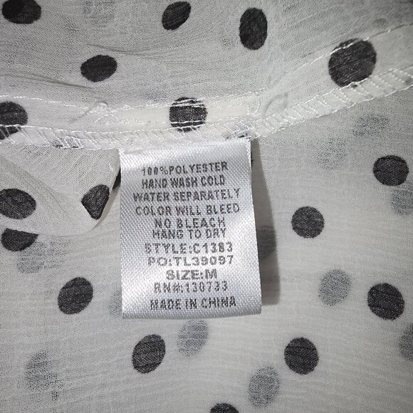 UMGEE SHEER POLKA DOT BLOUSE WOMEN'S LACE BOHO FLOWY LONG SLEEVE MEDIUM - Picture 4 of 6